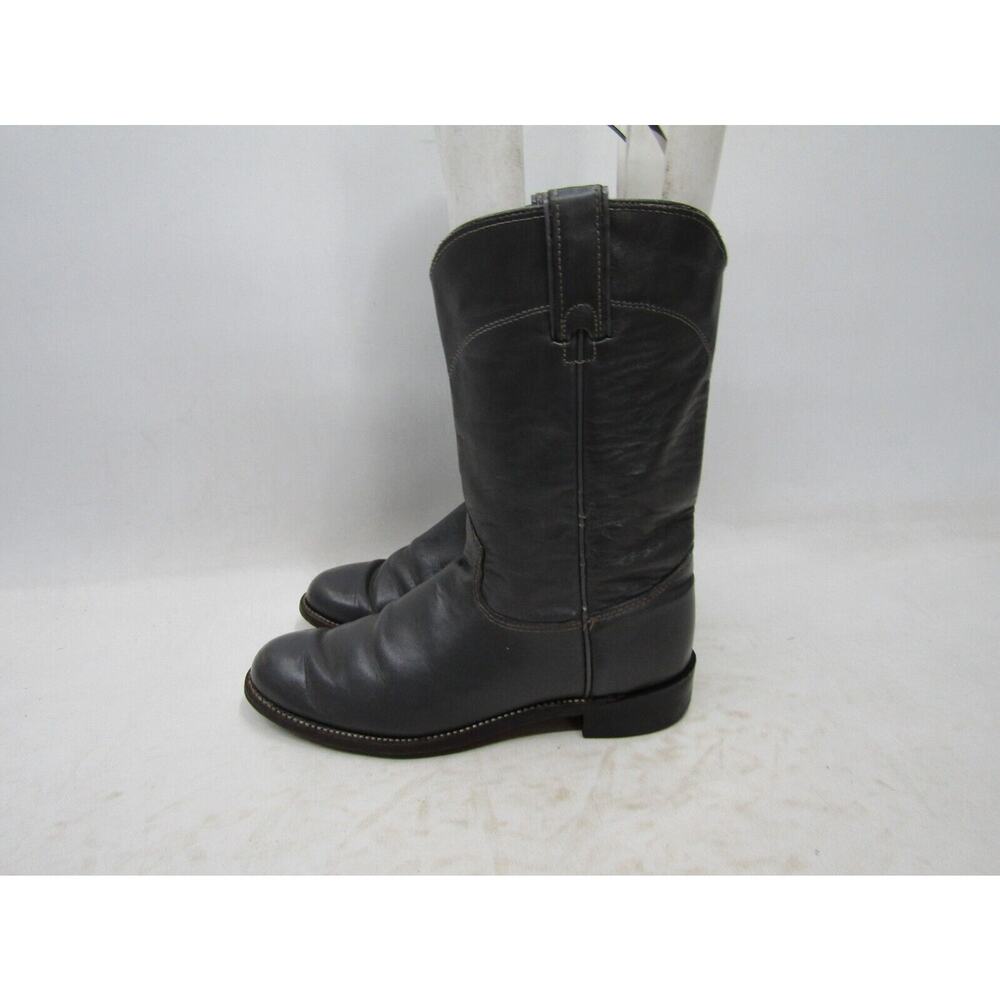 J CHISHOLM Womens Size 6.5 M Gray Leather Roper Cowboy Western Boots